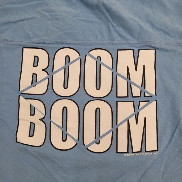 Vintage 80s Alpha-Delta-Pi Ringer Shirt Womens XS/S 17x28 Blue Sorority - Picture 14 of 15